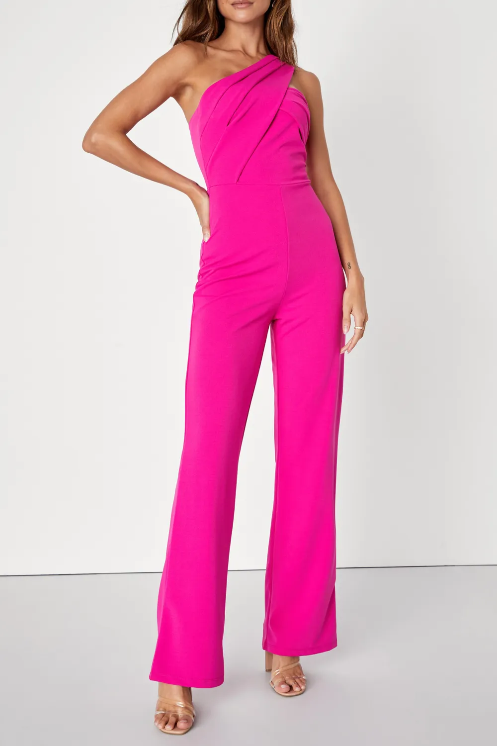 Casual Style One-Shoulder Sleeveless Jumpsuit