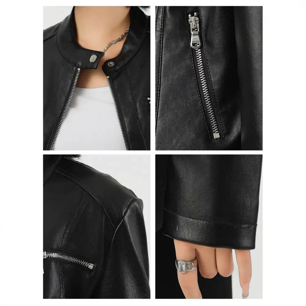 Classic Faux-Leather Leather Casual Outerwear Jacket