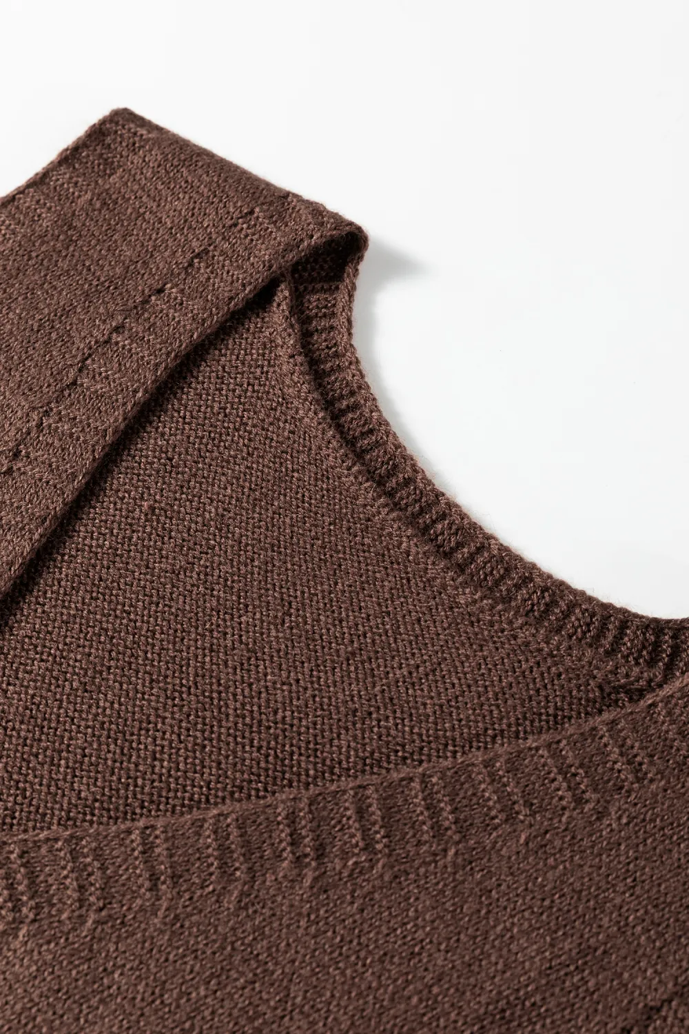 Dark Brown Ribbed Deep V Vest