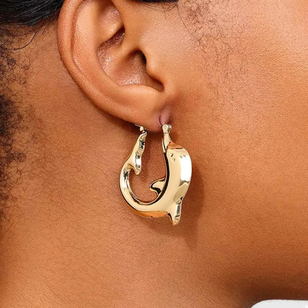 18K Gold Plated Dolphin Hoop Earrings