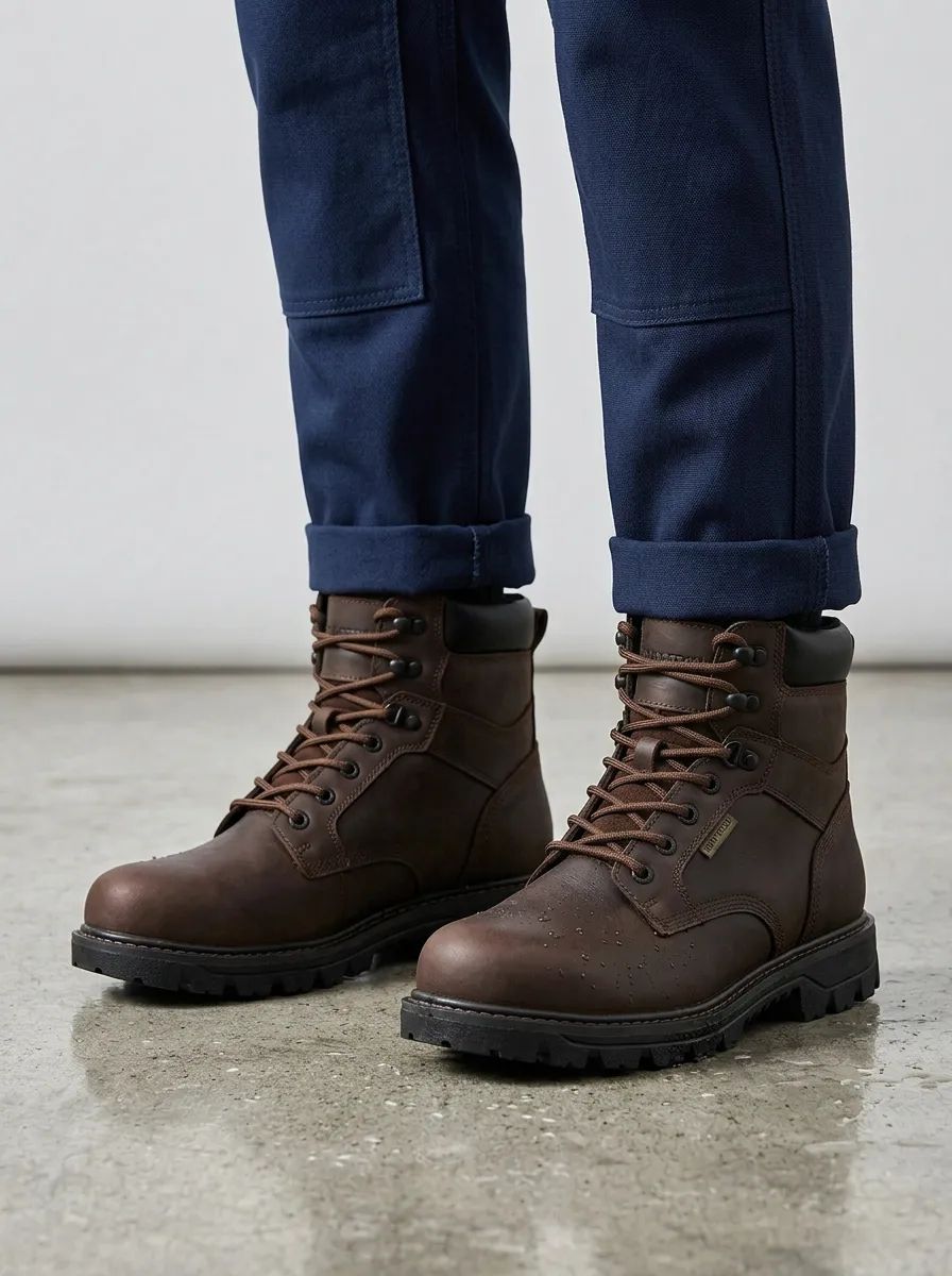 Men's Rugged Waterproof Construction Work Boots