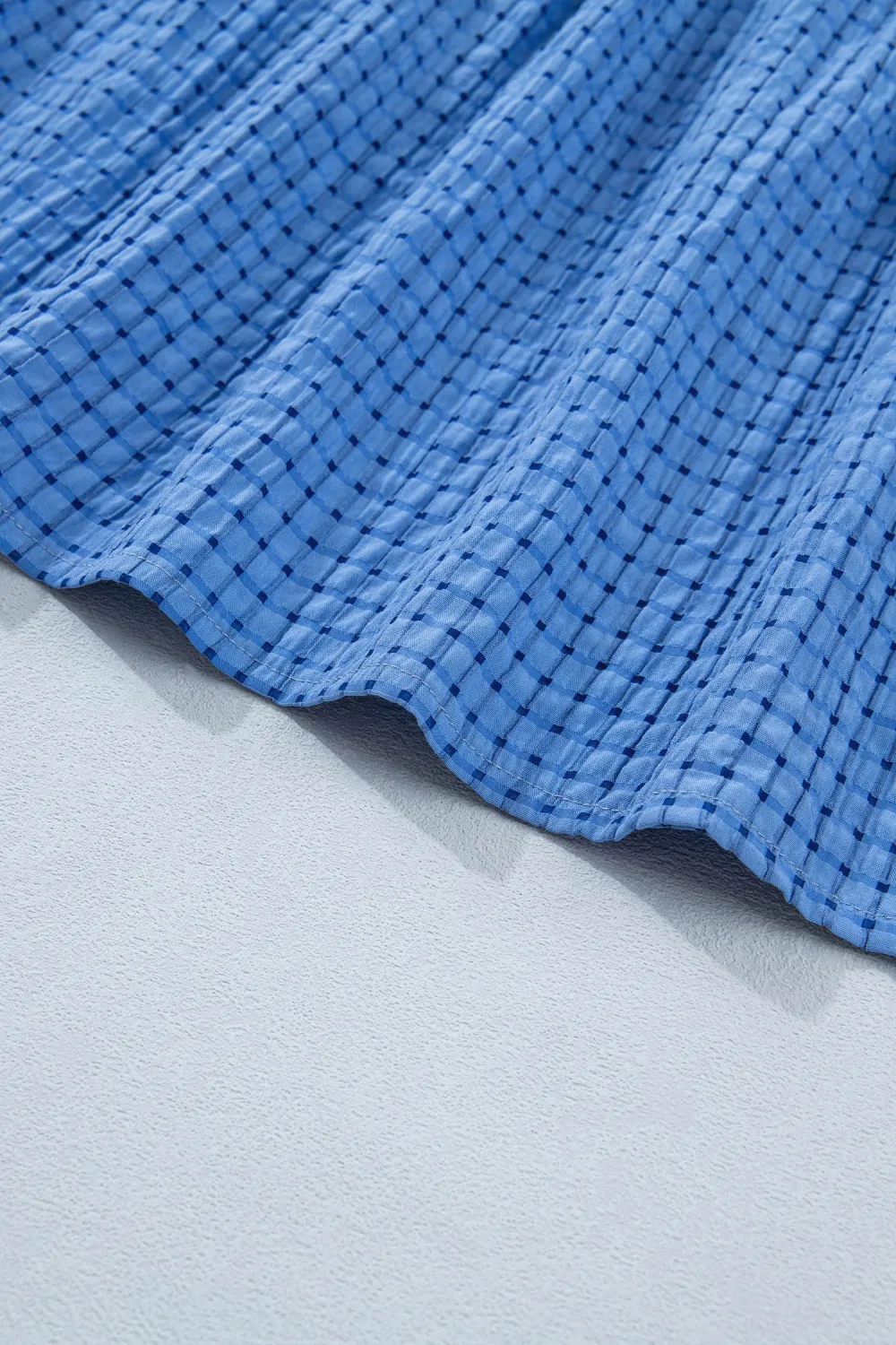 Blue Gingham Bow Tie Midi Dress