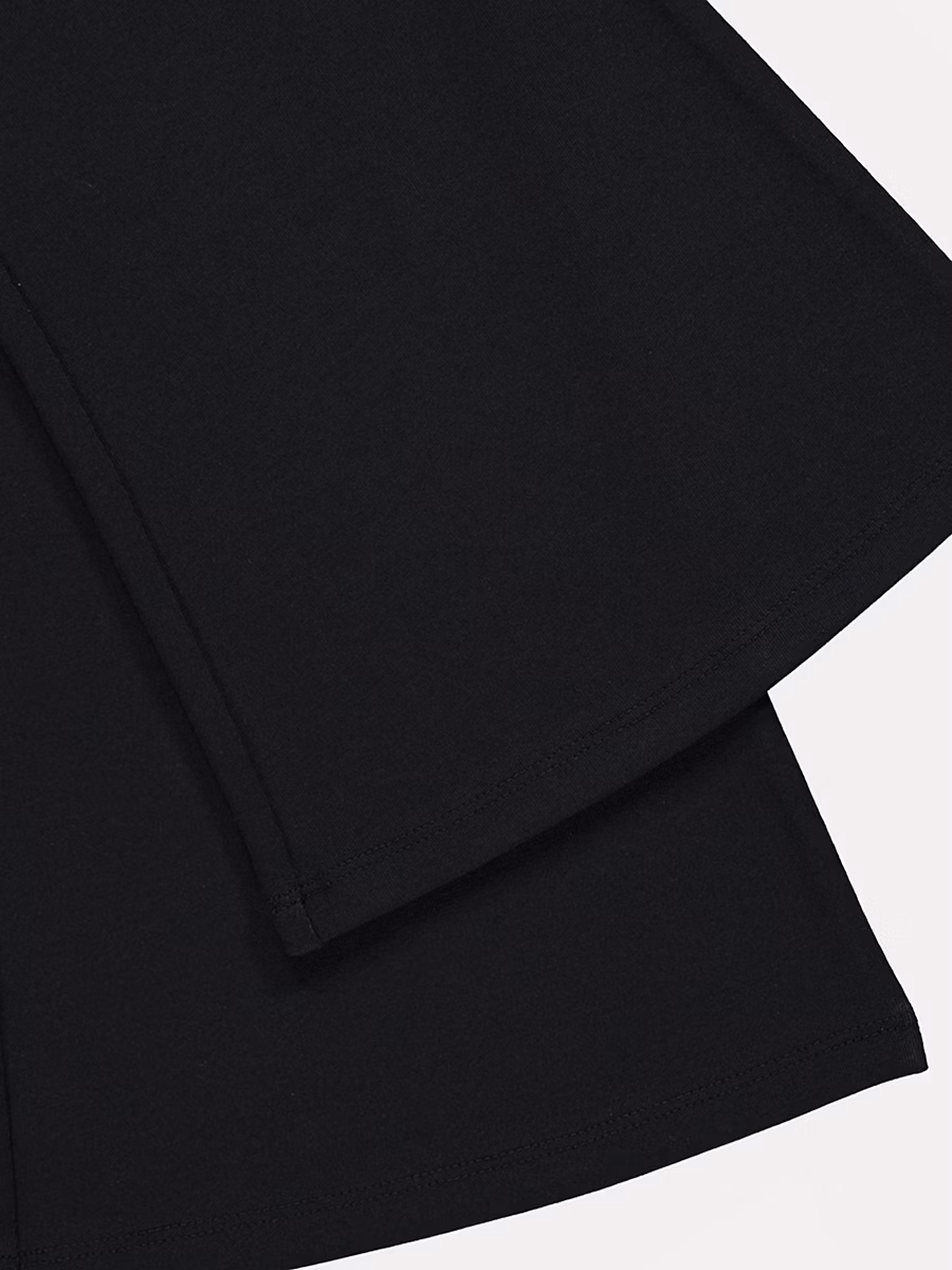 Black Cotton Elastane Kick Flare Trousers detail 1