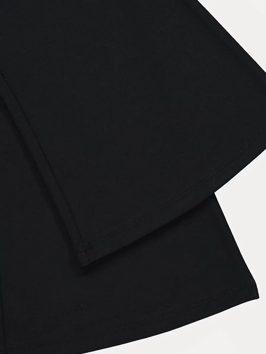 Black Cotton Elastane Kick Flare Trousers