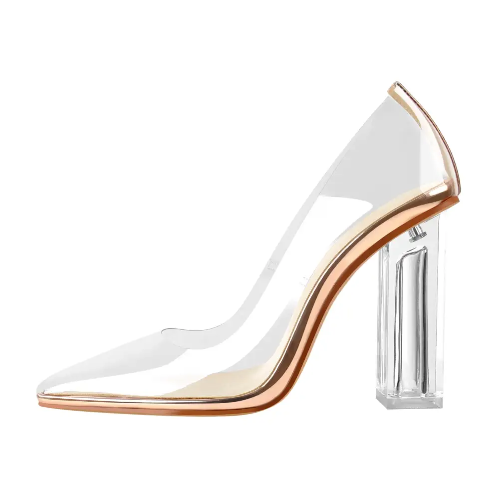 Modern Pointed Toe Transparent Heel Pumps