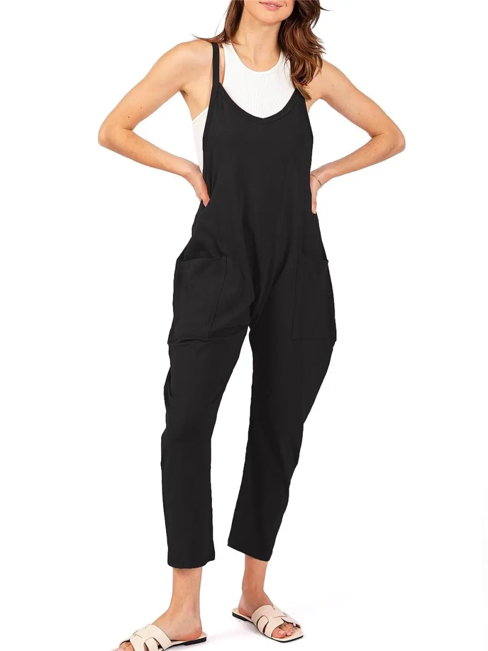 Hot Pink Sleeveless Pocketed Jumpsuit