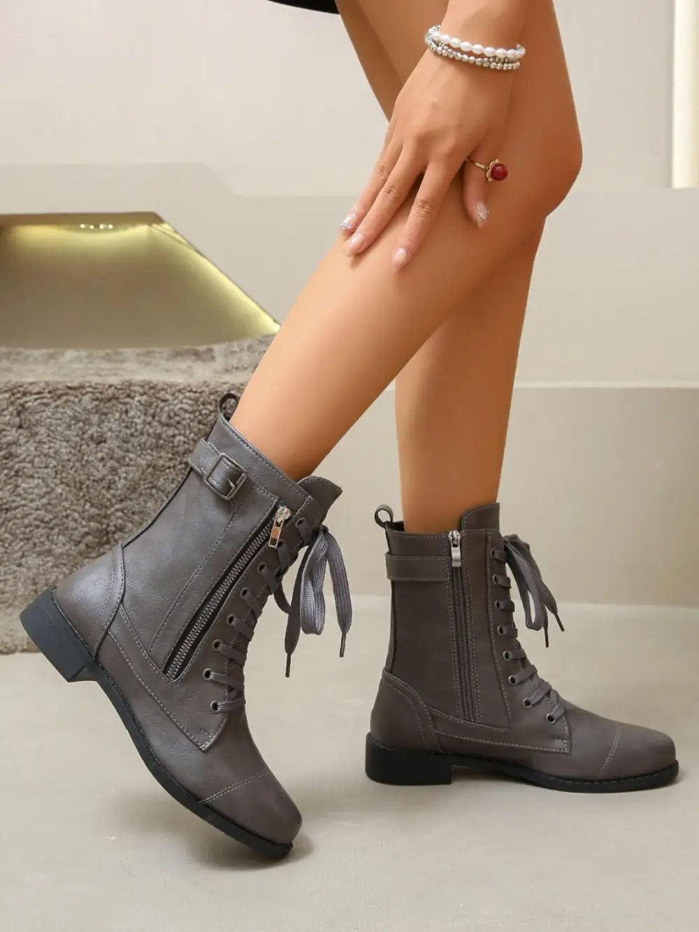 Lace Pu Boots