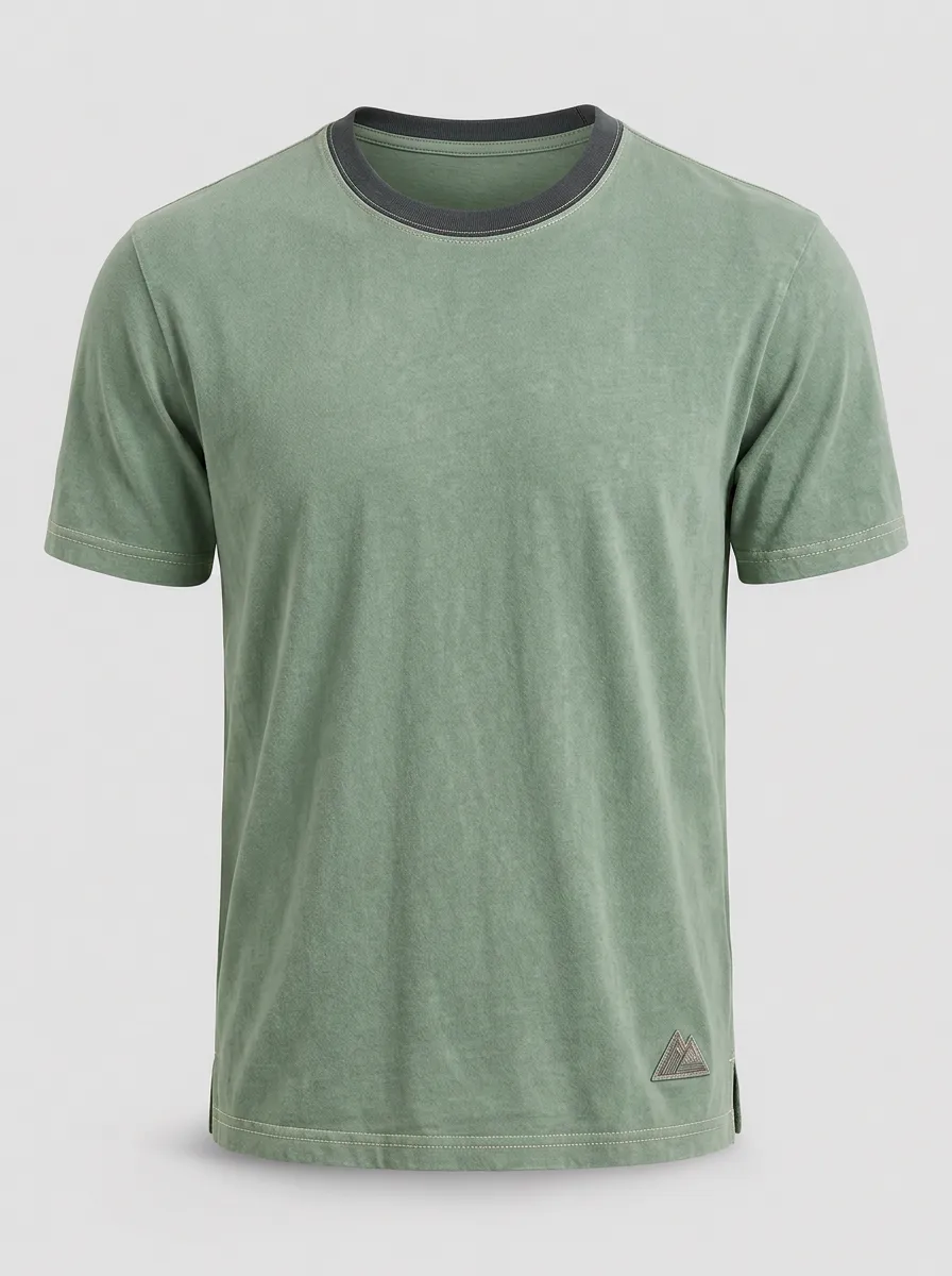 Men's Sage Green Contrast Crewneck T-Shirt