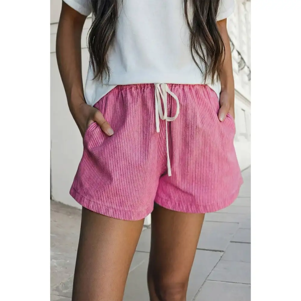 Striped Denim Shorts