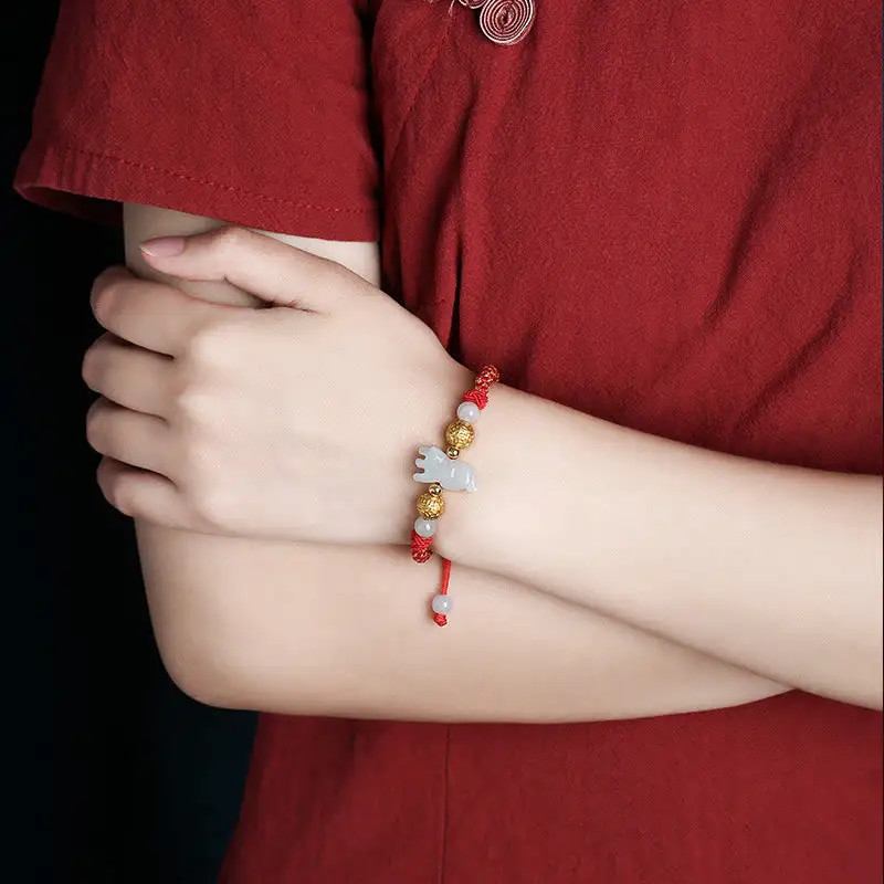 Zodiac Jade Beads Horse String Bracelet