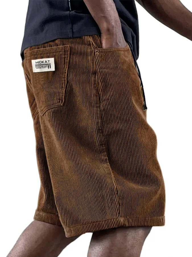 Relaxed Corduroy Utility Pocket Shorts