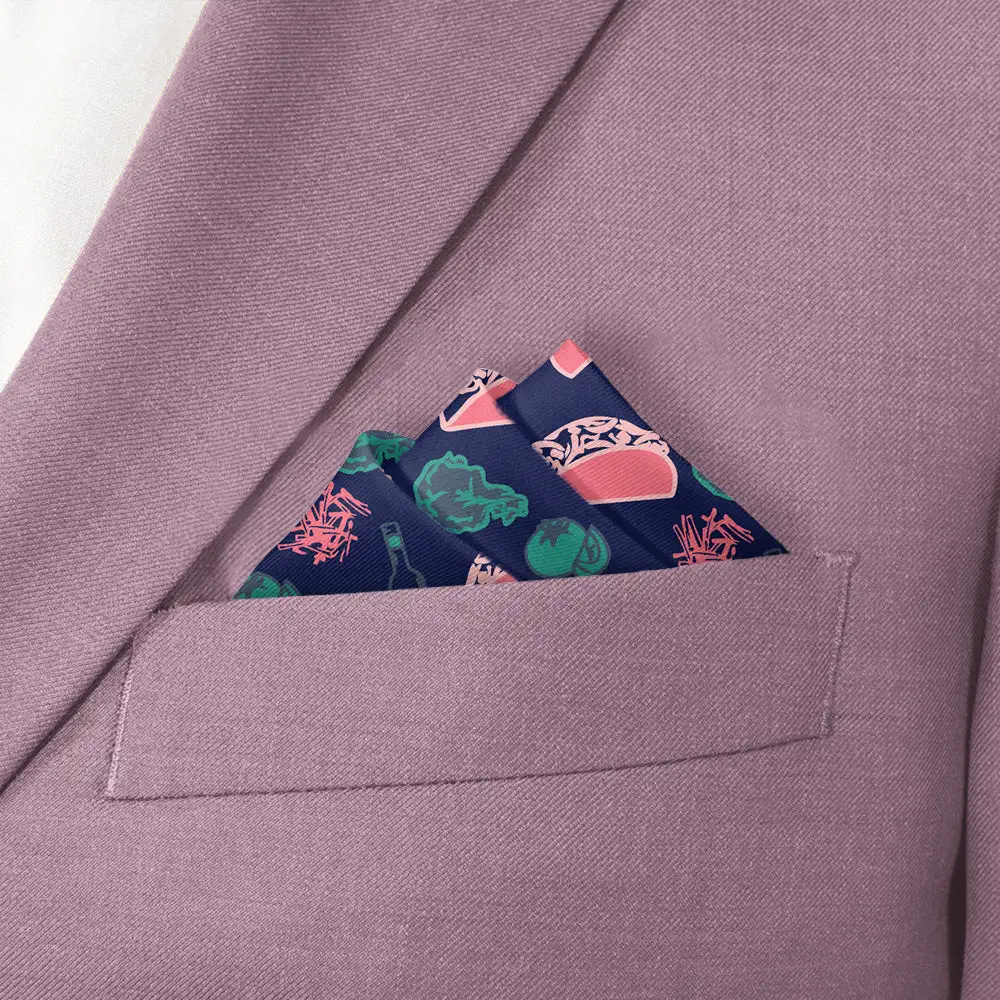 Polished Graceful Novelty Food And Drink Motif Pocket Square