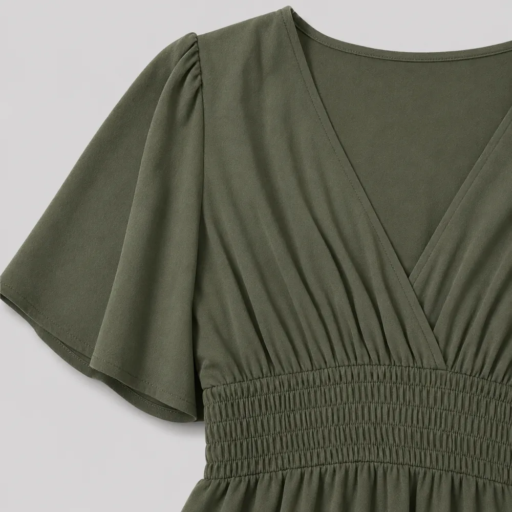Smocked V-Neck Maxi Dress