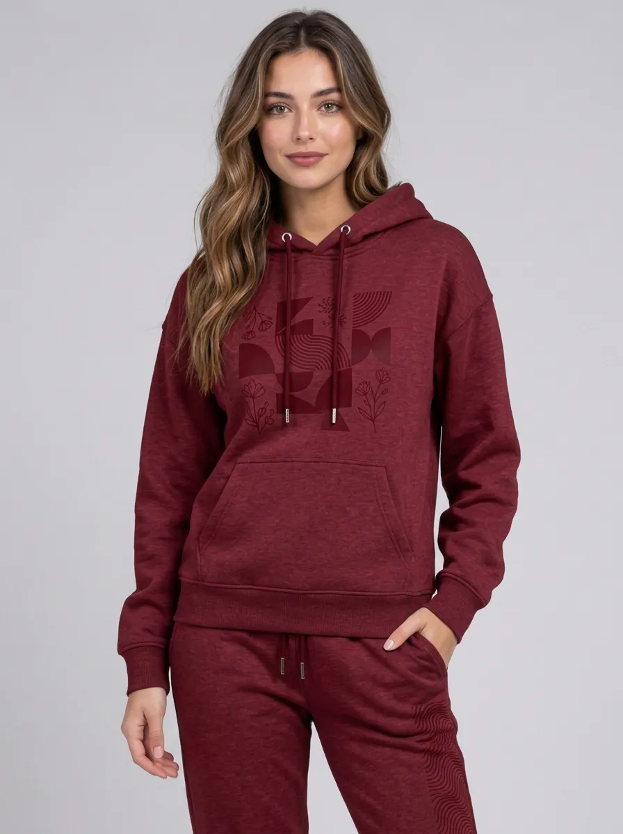 Women's Sage Green Kangaroo Pocket Solid Hoodie & Jogger Pants Set