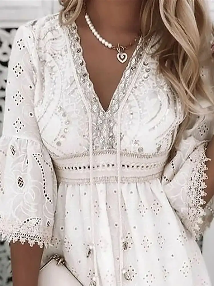 Women's V-Neck Boho Dress