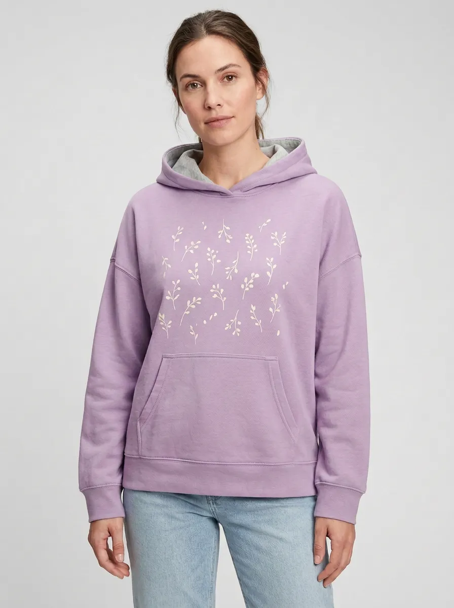 Women's Botanical Floral Nature Inspired Graphic Hoodie