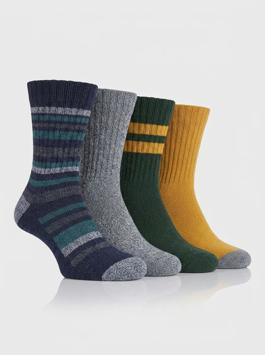 Solid Men's Four-Pair Long Socks