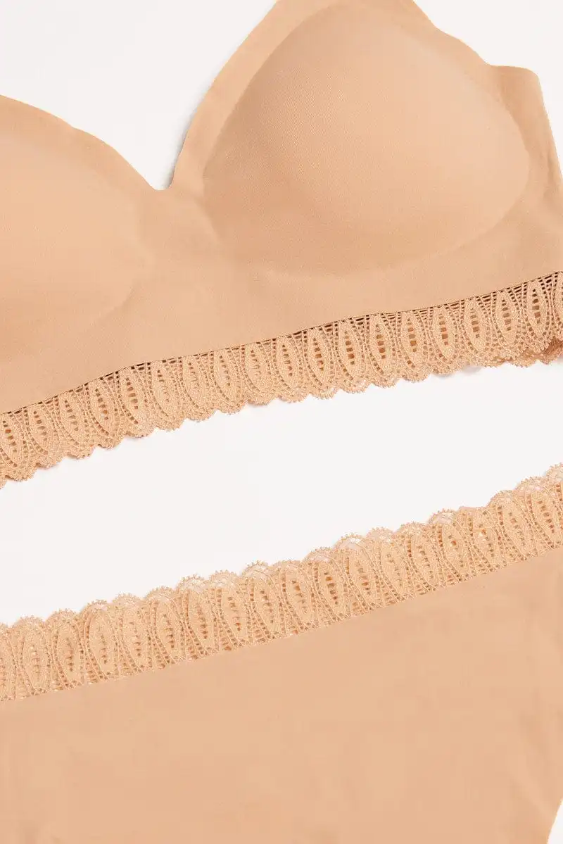 Romantic Lace Trim Bralette And Briefs Set