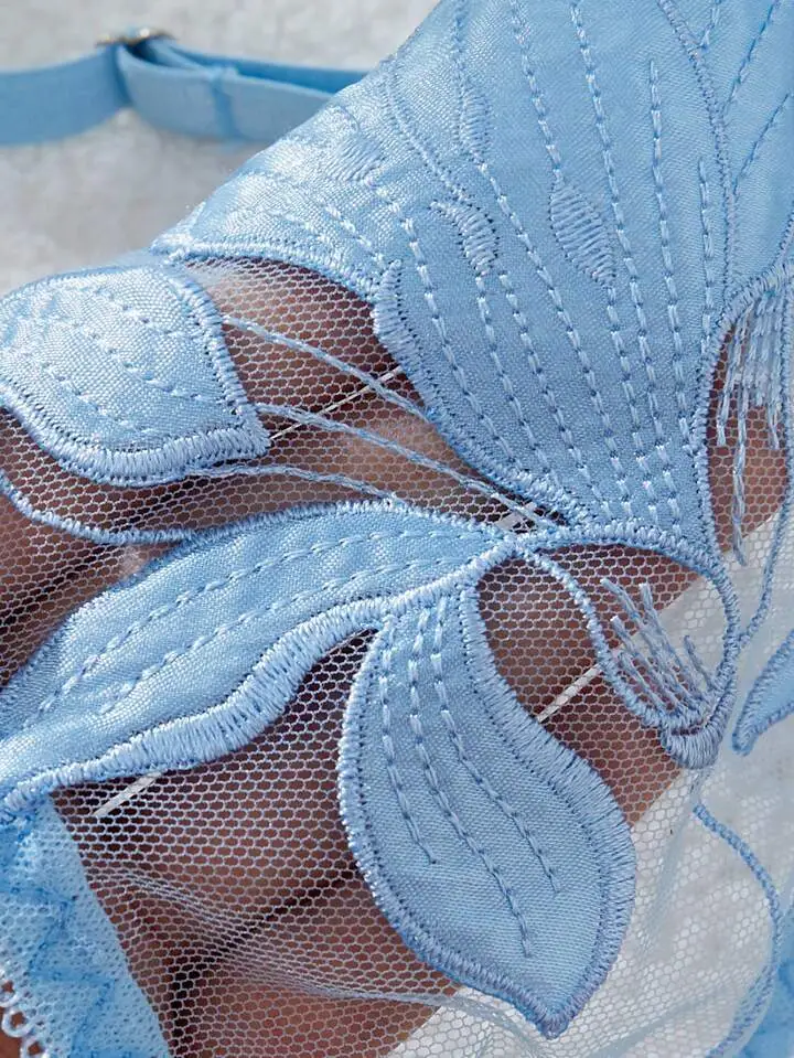 Sculpted Embroidered Silk Lingerie Set