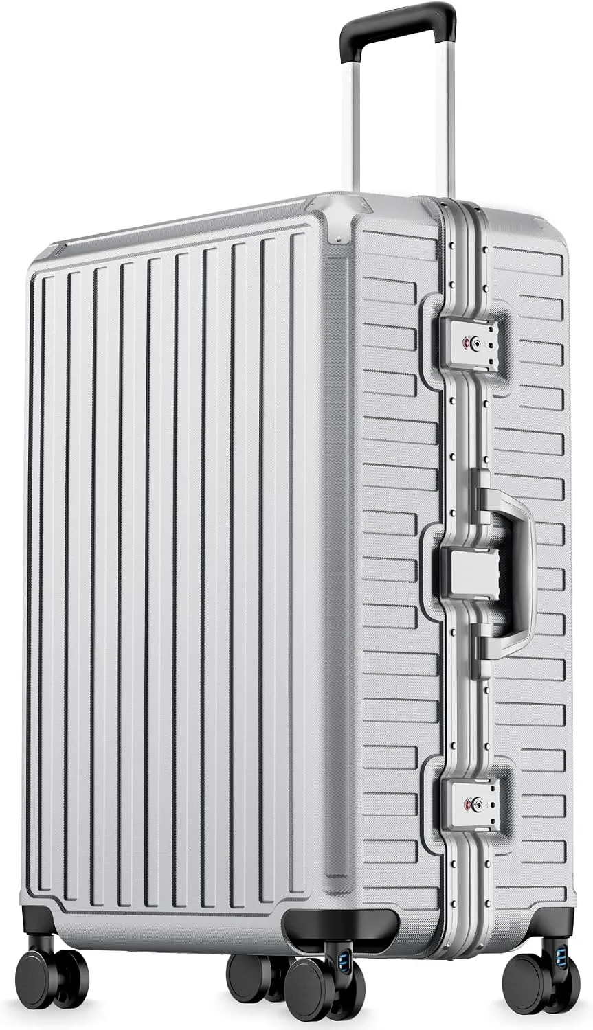 LUGGEX 28 Inch Zipperless Checked Luggage, Charcoal Metallic