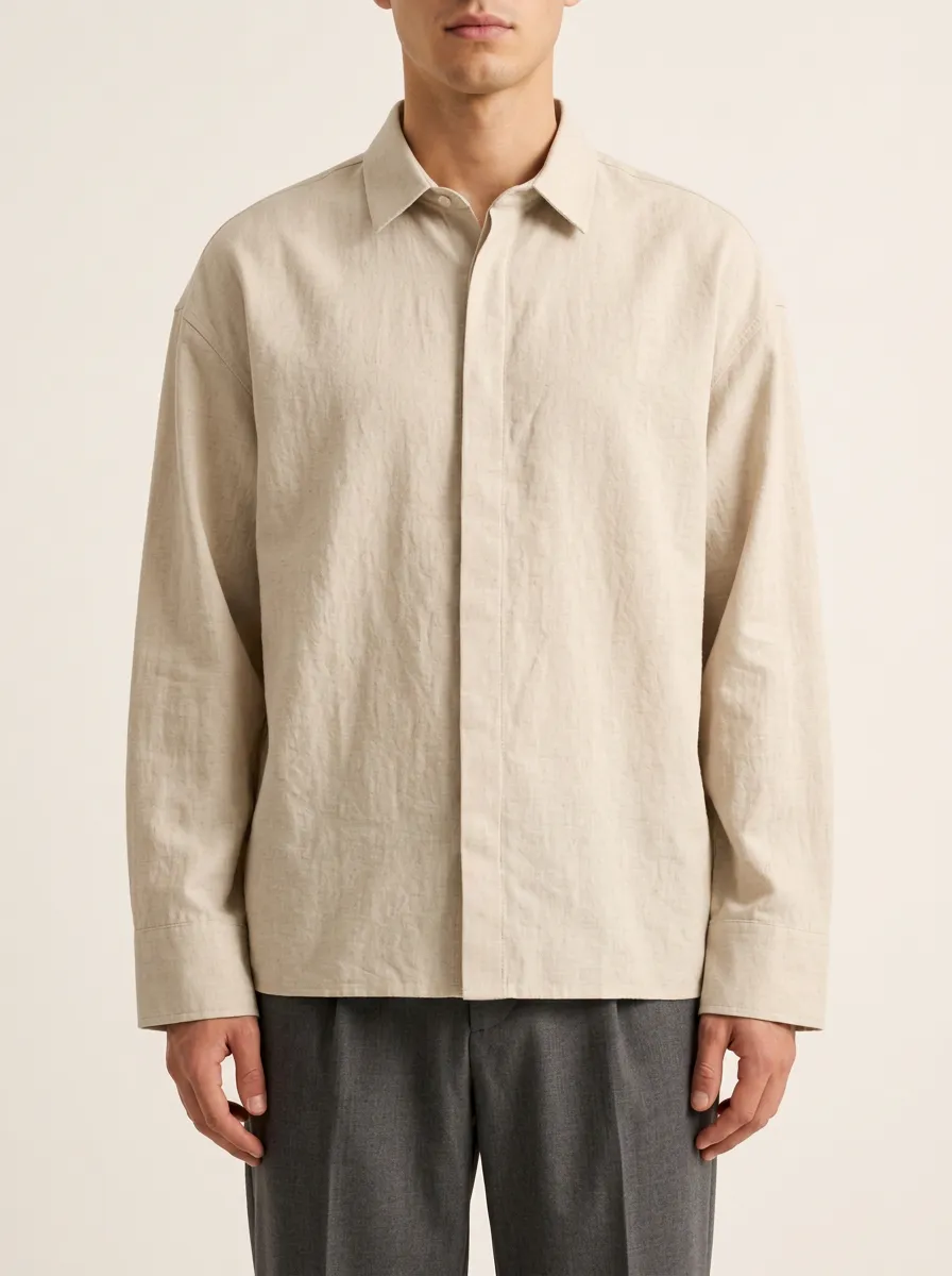 Unisex Plain Shirt with Beige Finish