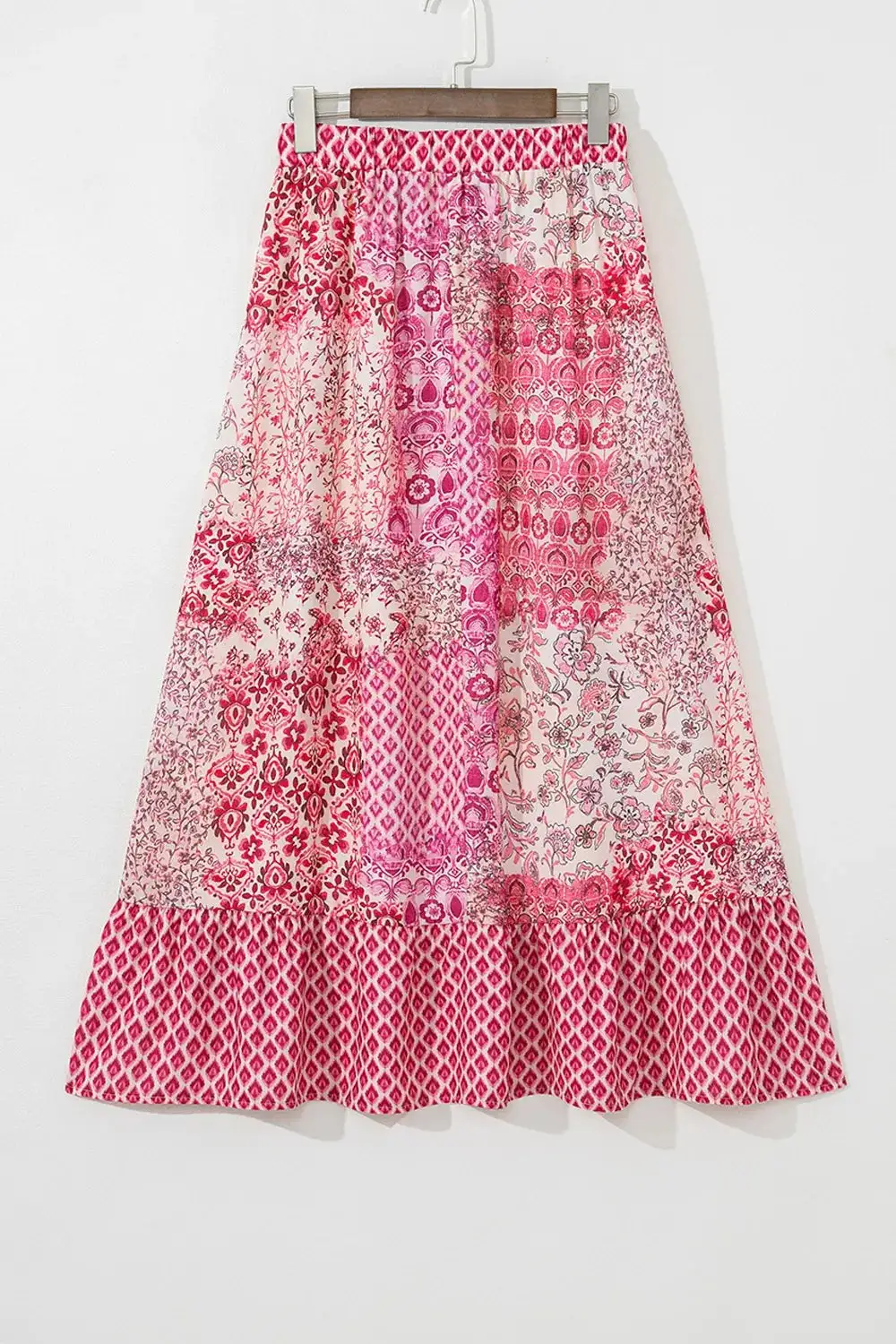 Printed Tassel Drawstring High Waist Maxi Skirt