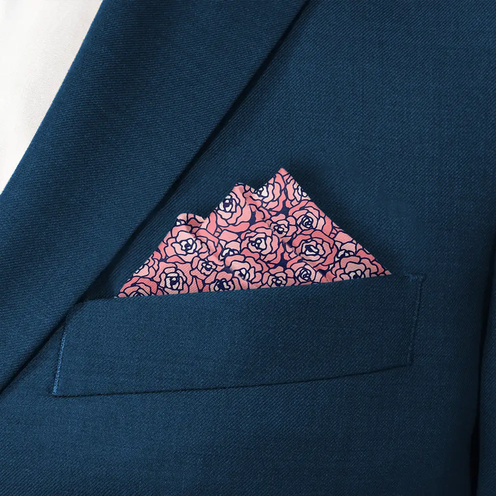 Clean Subtle Floral Pocket Square