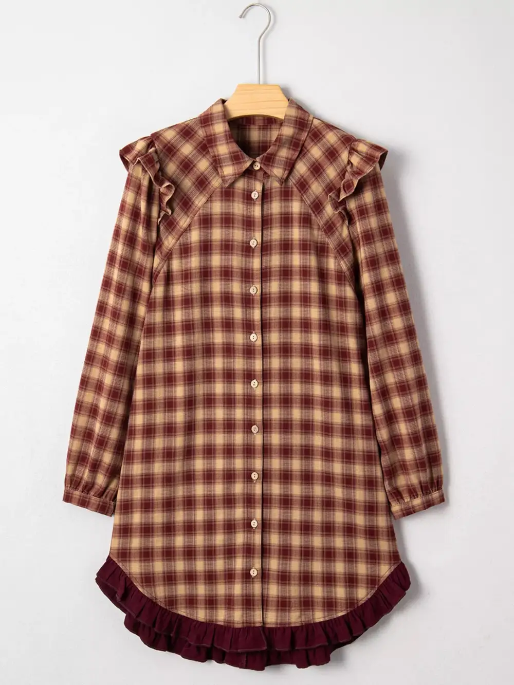 Plaid Patchwork Ruffle Mini Dress
