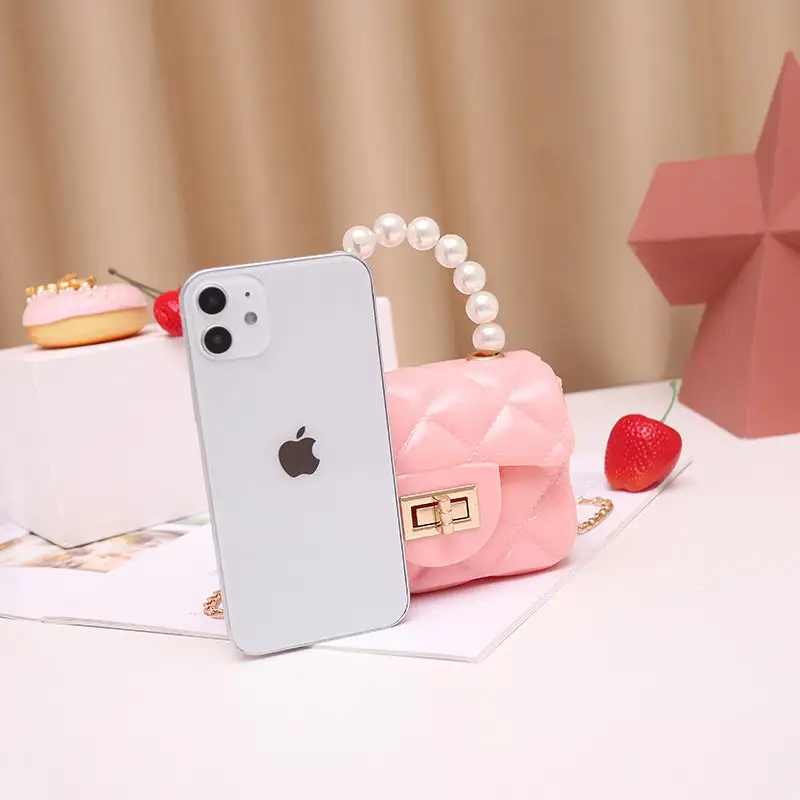 Compact Pearl Chain Strap Clutch Bag