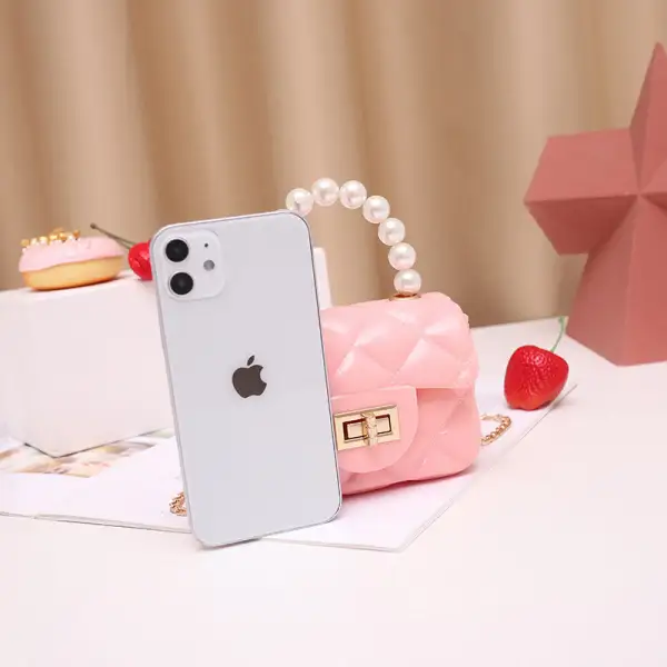 Compact Pearl Chain Strap Clutch Bag