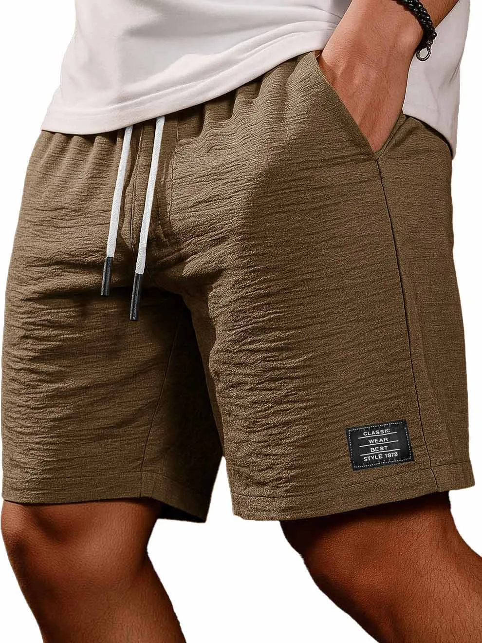 Linen Blend Pleated Shorts