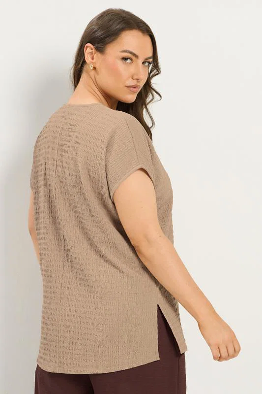 Natural Beige Textured T-Shirt detail 2