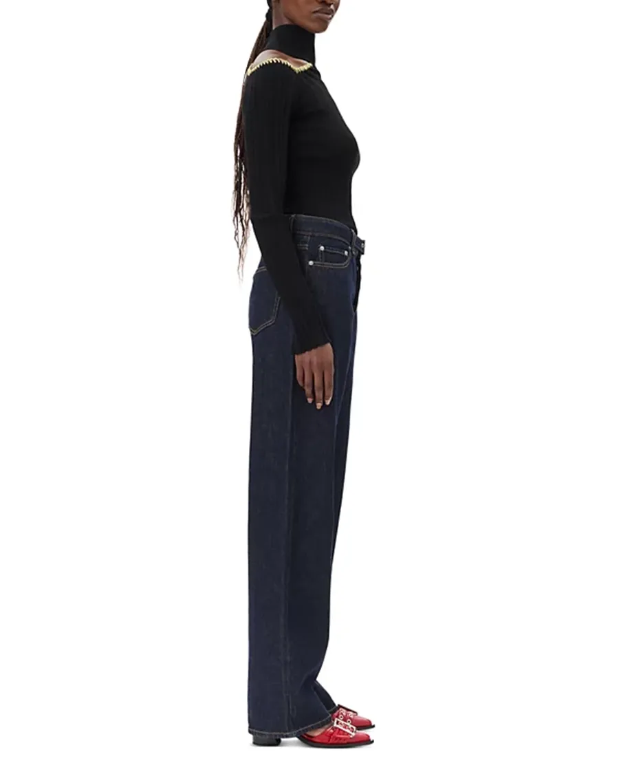 Belted Wide Leg Jeans in Rinse