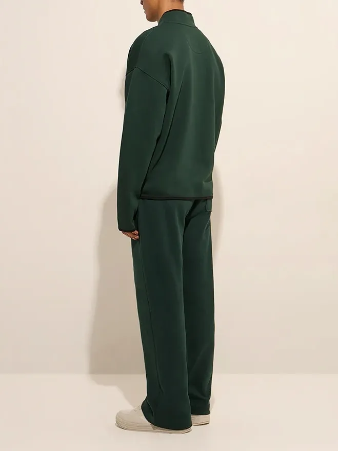 Solid Loose Cotton-Blend Sweatshirt