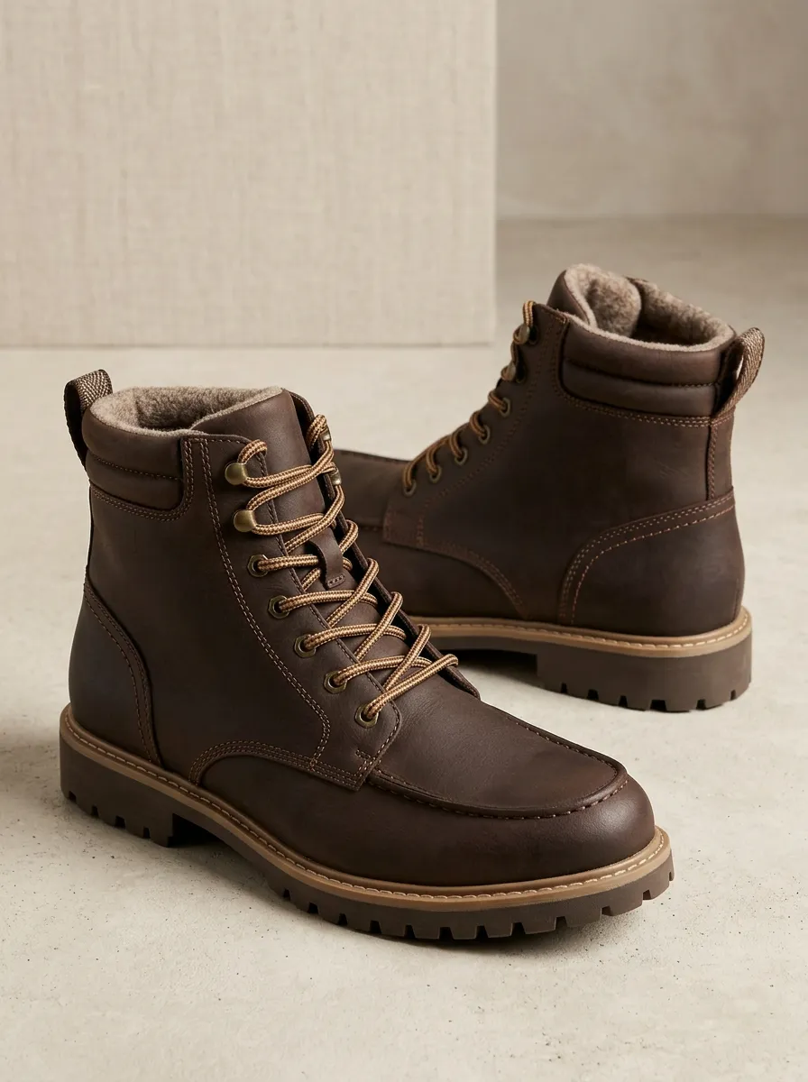 Functional Faux Leather Leather Look Look Unisex Warm Boots