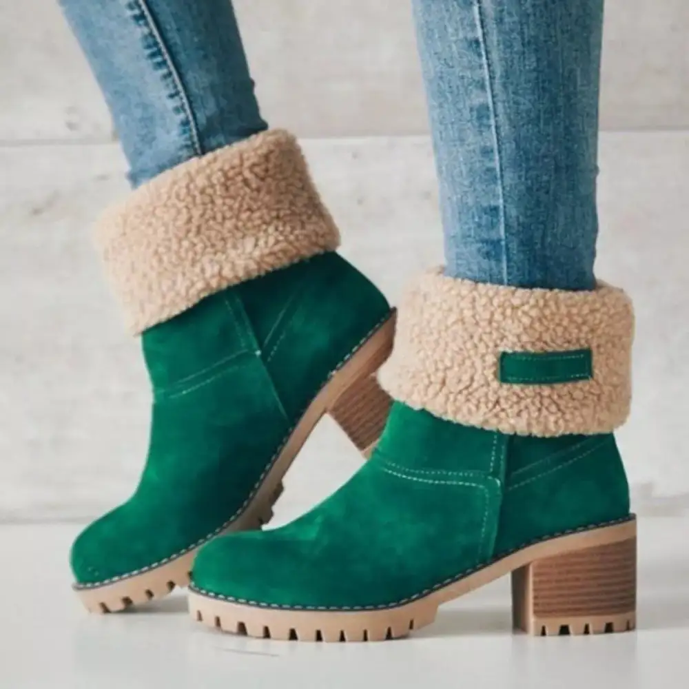 Refined Round Toe Block Heel Boots