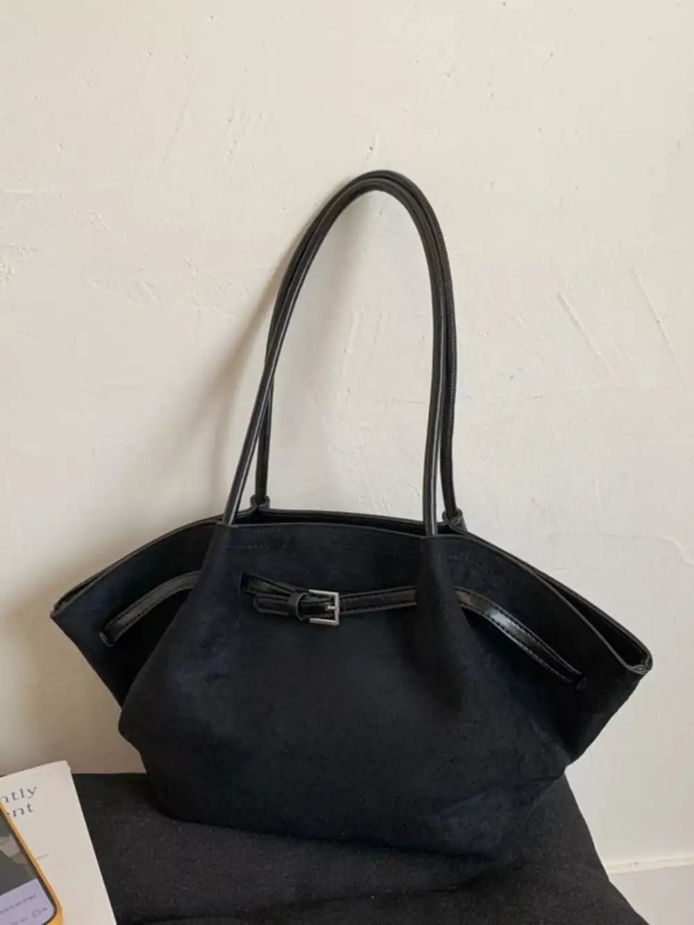 Solid Buckle Tote Bag
