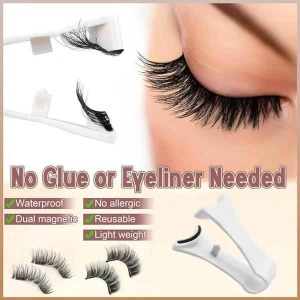 Magnetic Eyelashes with Applicator, No Eyeliner Needed, No Glue Reusable Magnetic Lashes -8RH7