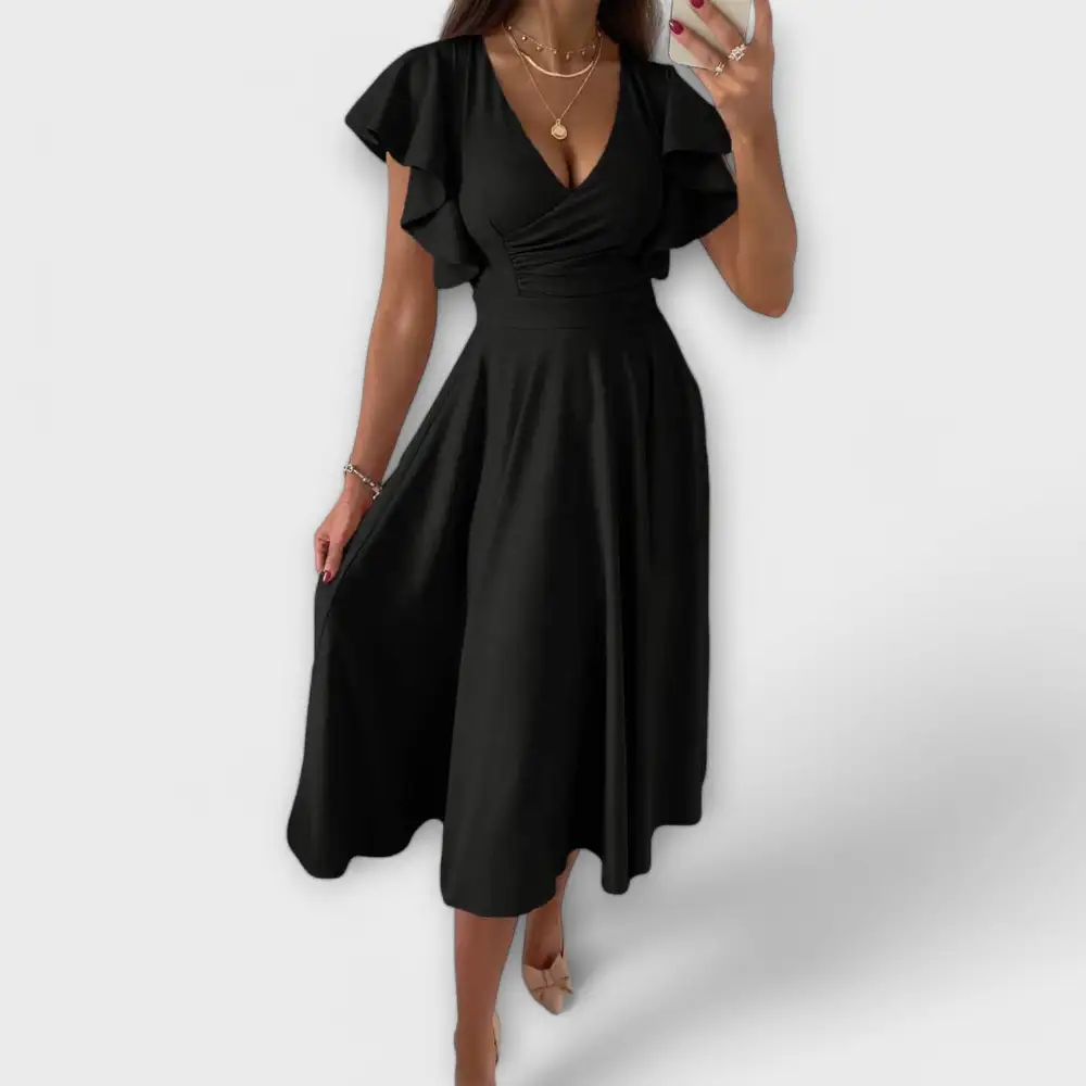 V-Neck Flowing Relaxed Casual Dress