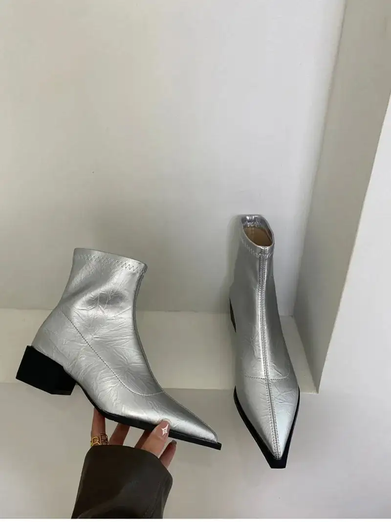 Leather Cowboy Pointed-Toe Knee-High Boots
