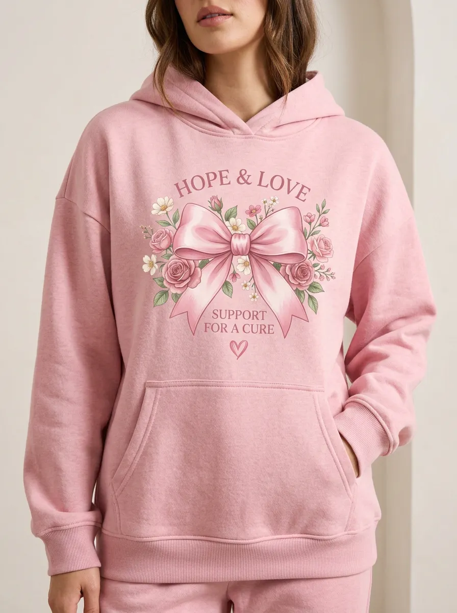 Women's Petal Floral Breast Cancer Awareness Hoodie