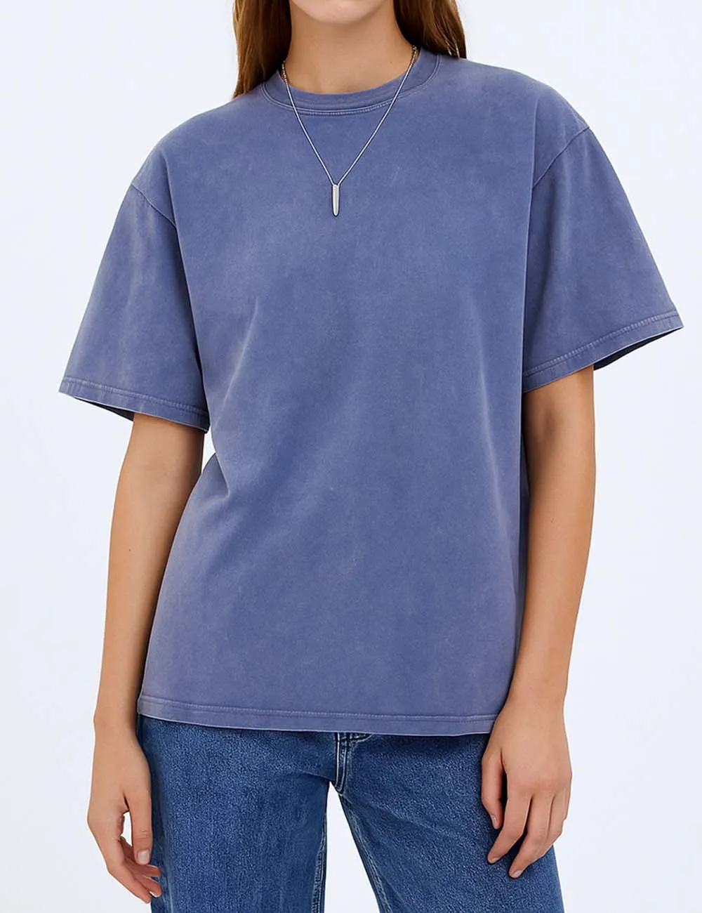 Round Neck Washed Distressed Dropped Shoulder T-shirt