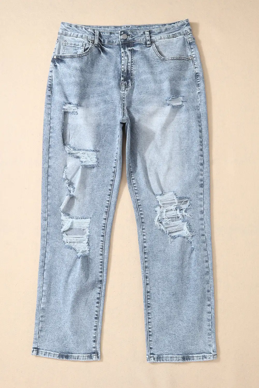 Frayed Slim Fit High Waist Denim Jeans