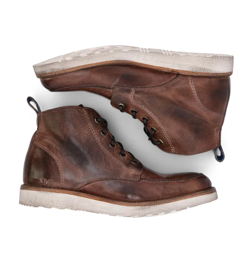 Apron-Toe Lace-Up Distressed Work Boots
