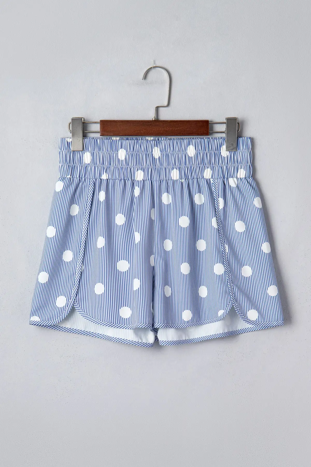 Polka-Dot Polka Dot Print Shirred High Waist Casual Shorts