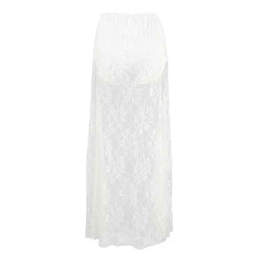 Comfort High Waist A-Line Lace Midi Skirt