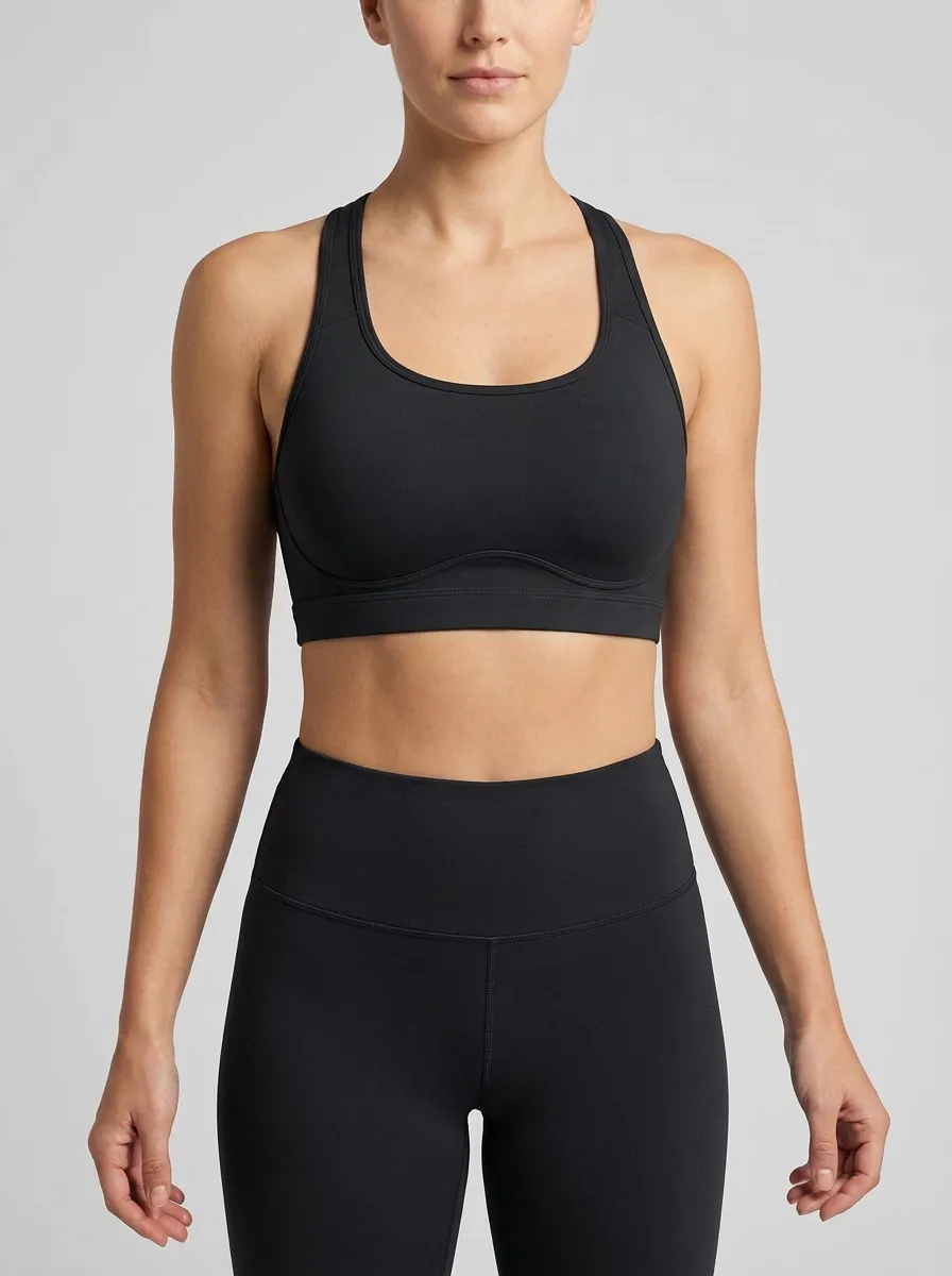 Women's Scoop-Neck Racerback Underbust-Seam Wide-Band Sports Bra