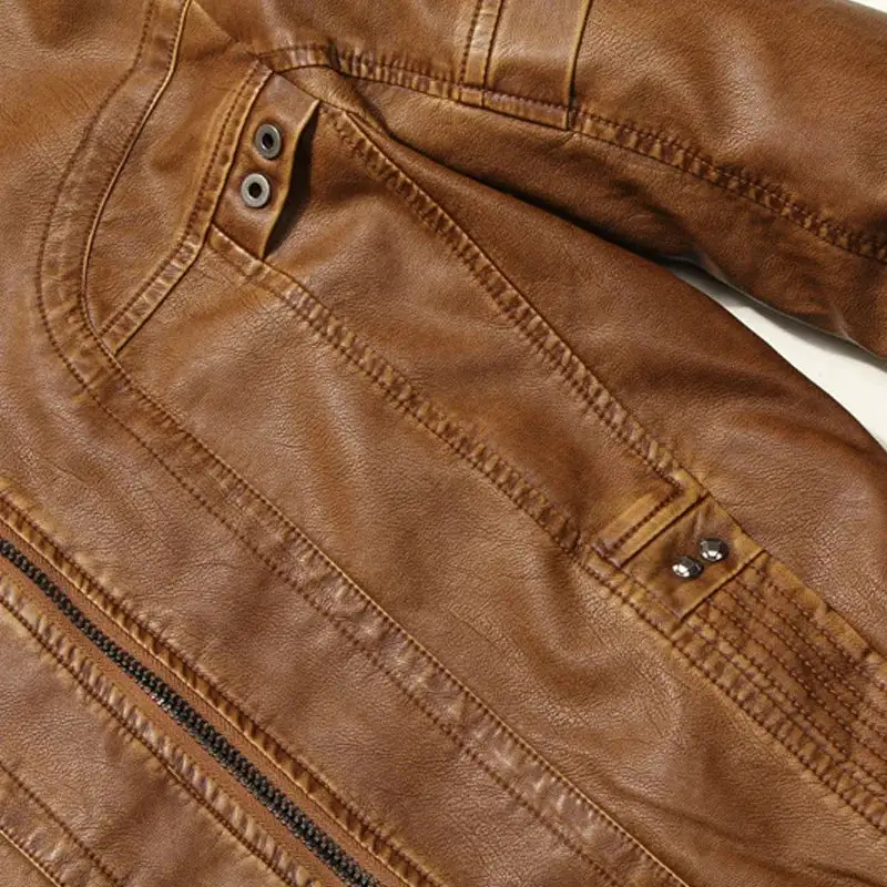 Practical Leather Slim Fit Jacket