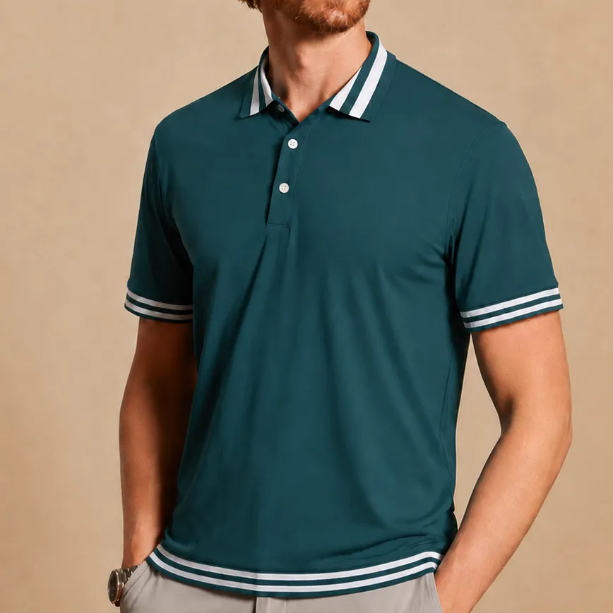 Casual Performance Short Sleeve Button Up Polo Shirt
