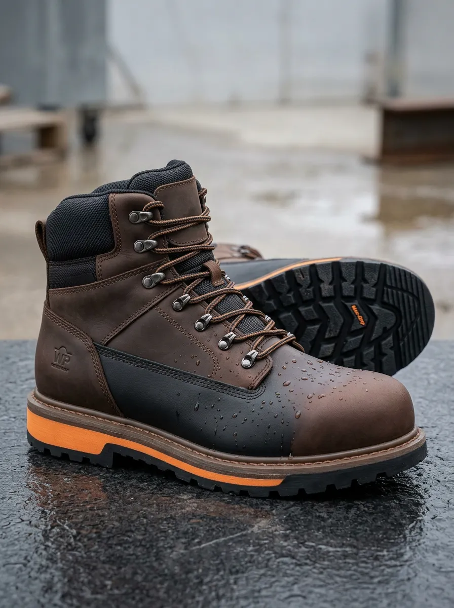 All-Terrain-Look Leather-Look Workwear Men's Waterproof Work Boots